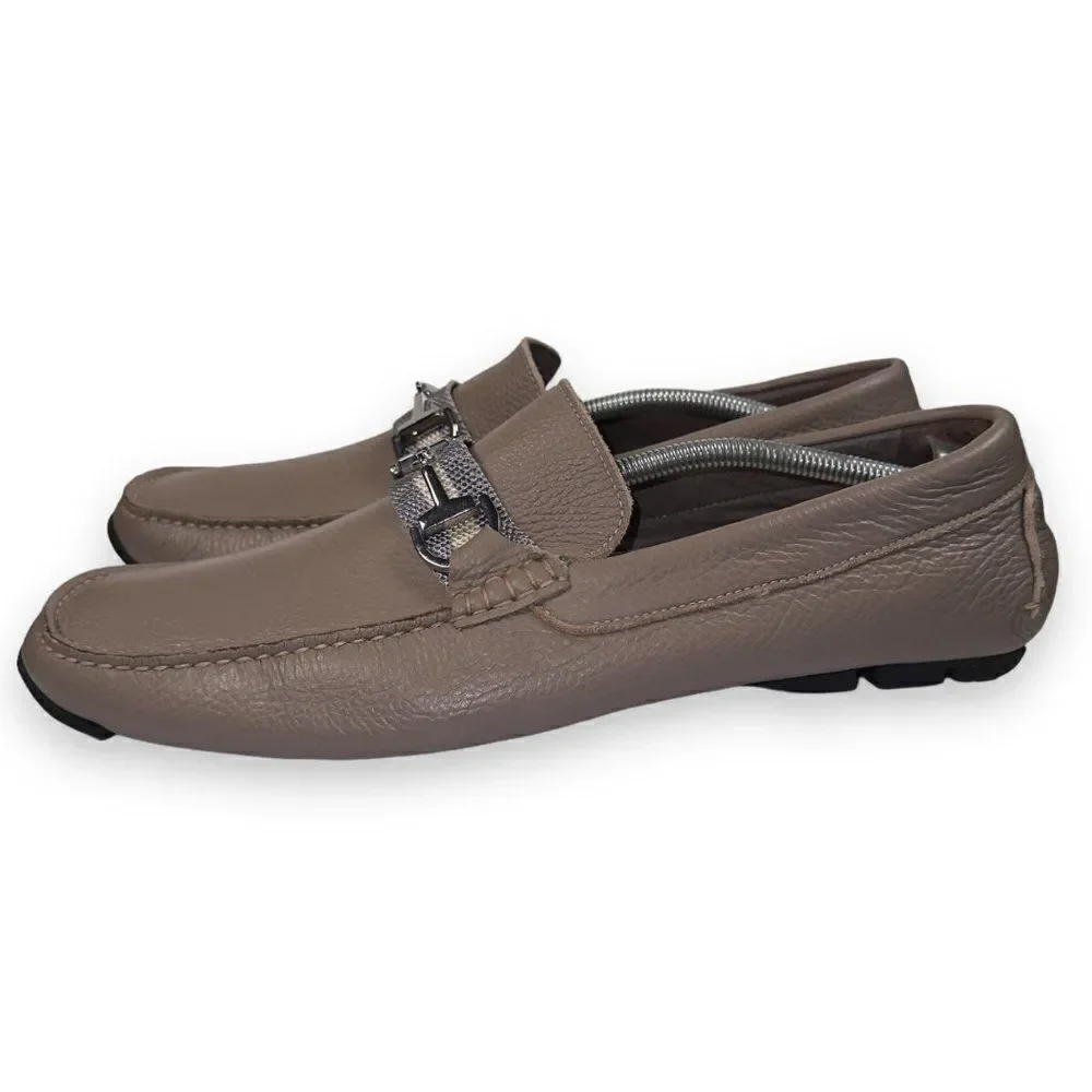 Donald Pliner Dacio Horse‎ Bit Driving Leather Loafers Beige Men's 13